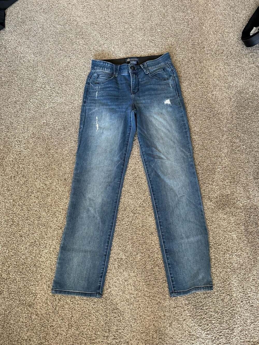 Democracy 'Ab'solution Straight Leg Distressed Jeans Size 6